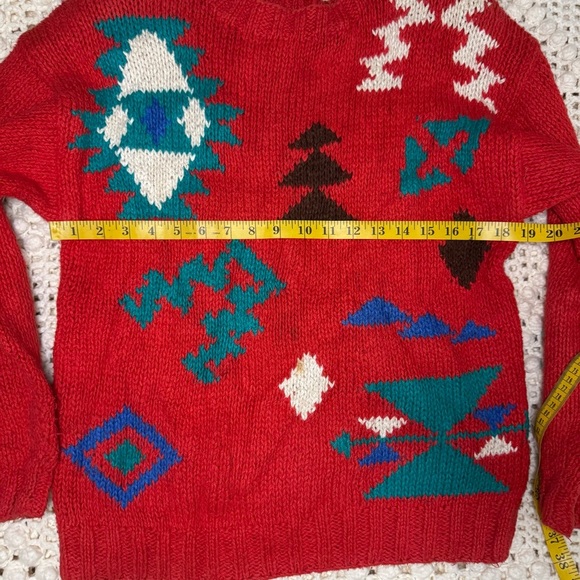Li 2 Wear vintage Red Patterned Sweater - Picture 6 of 8